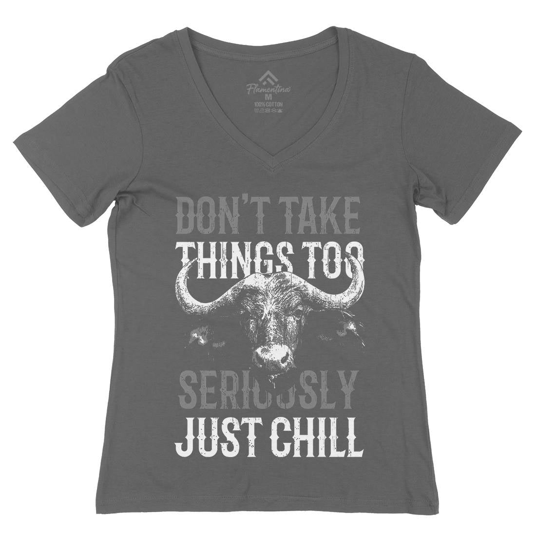 Buffalo Chill Womens Organic V-Neck T-Shirt Animals B692