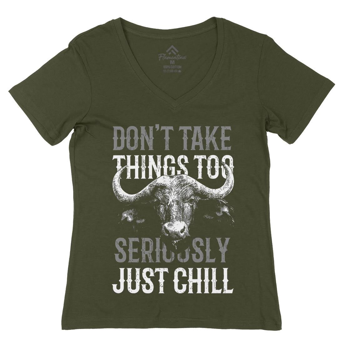 Buffalo Chill Womens Organic V-Neck T-Shirt Animals B692