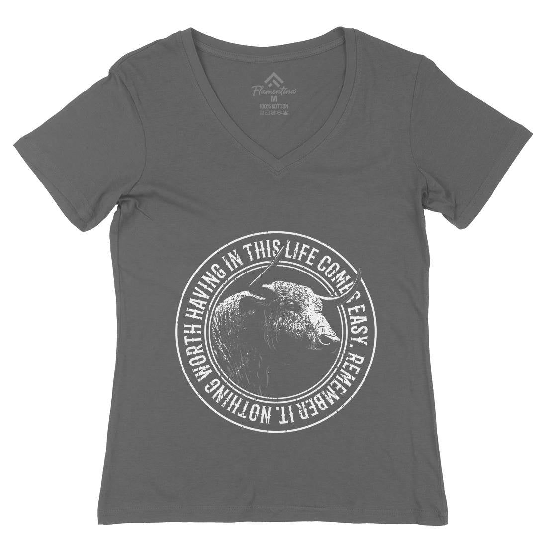 Buffalo Worth Womens Organic V-Neck T-Shirt Animals B693