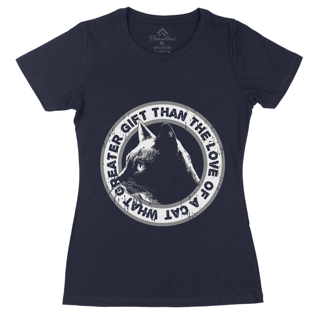 Cat Gift Womens Organic Crew Neck T-Shirt Animals B694