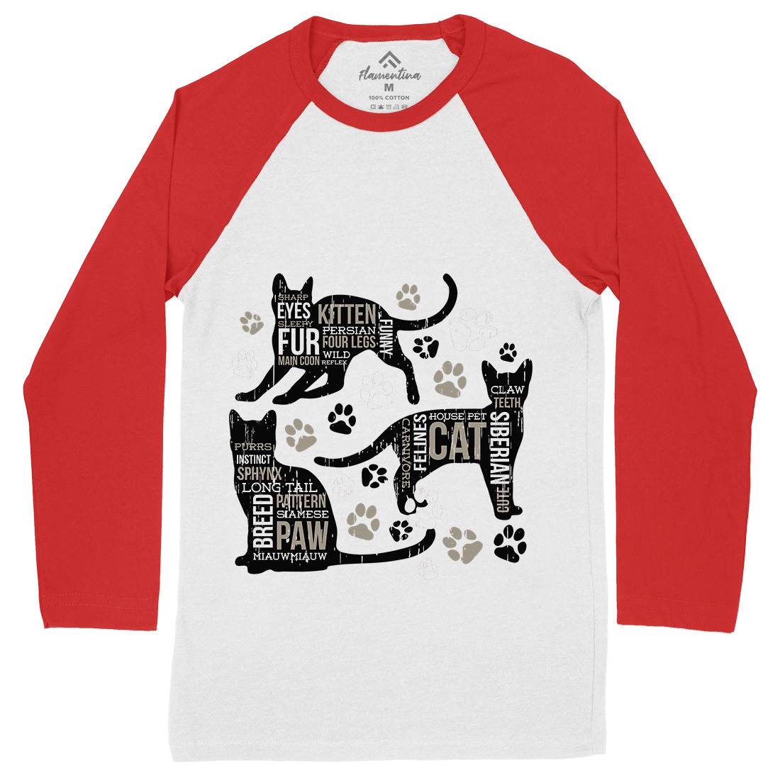 Cat Itself Mens Long Sleeve Baseball T-Shirt Animals B695