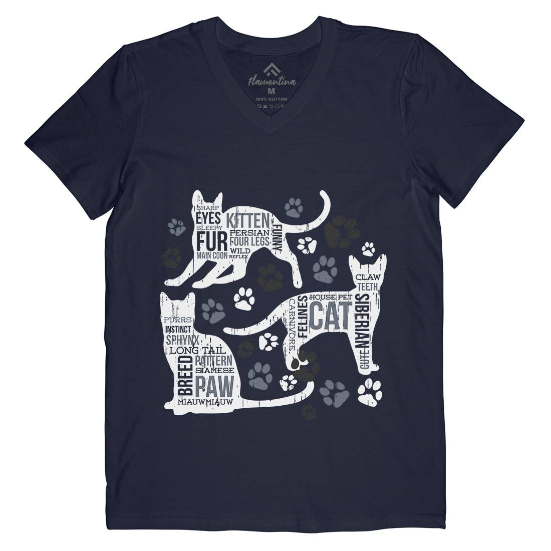 Cat Itself Mens Organic V-Neck T-Shirt Animals B695