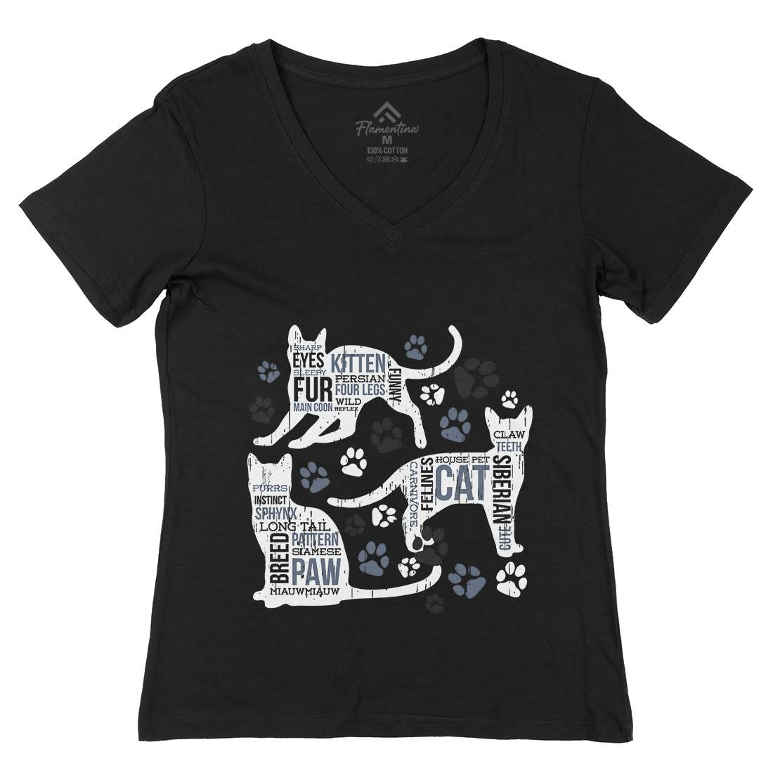 Cat Itself Womens Organic V-Neck T-Shirt Animals B695