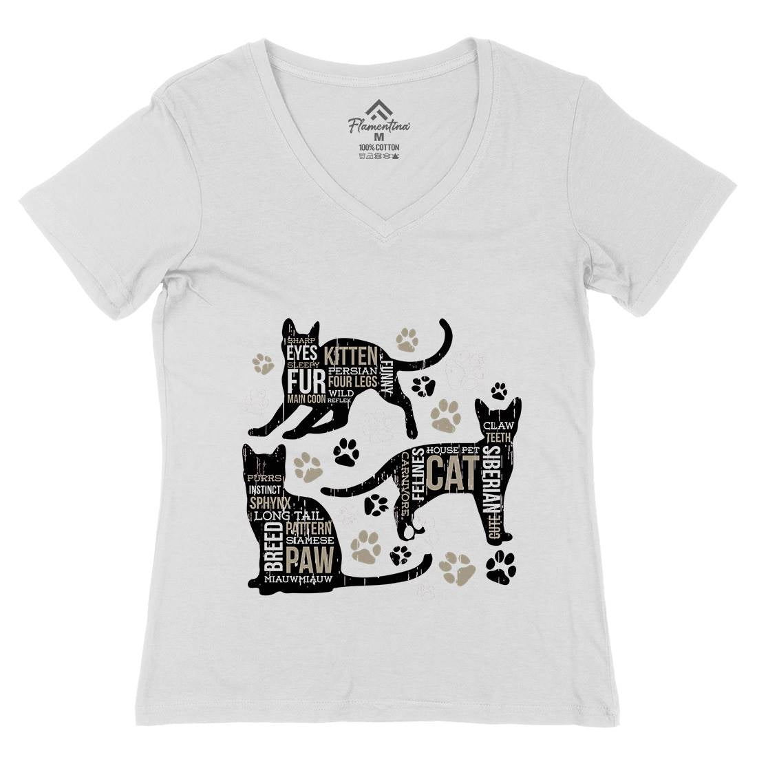 Cat Itself Womens Organic V-Neck T-Shirt Animals B695