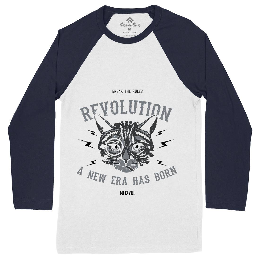 Cat Revolution Mens Long Sleeve Baseball T-Shirt Animals B696