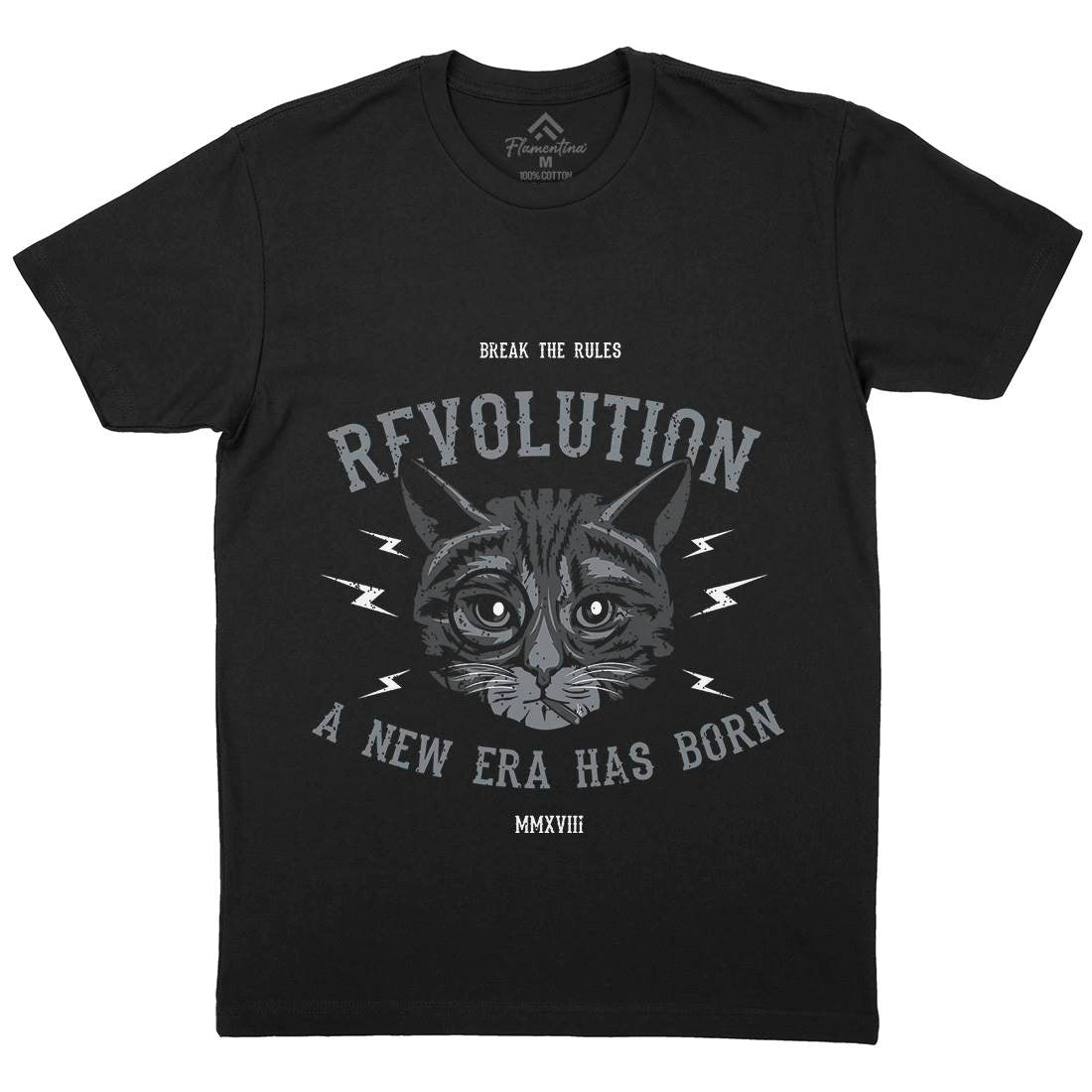 Cat Revolution Mens Organic Crew Neck T-Shirt Animals B696