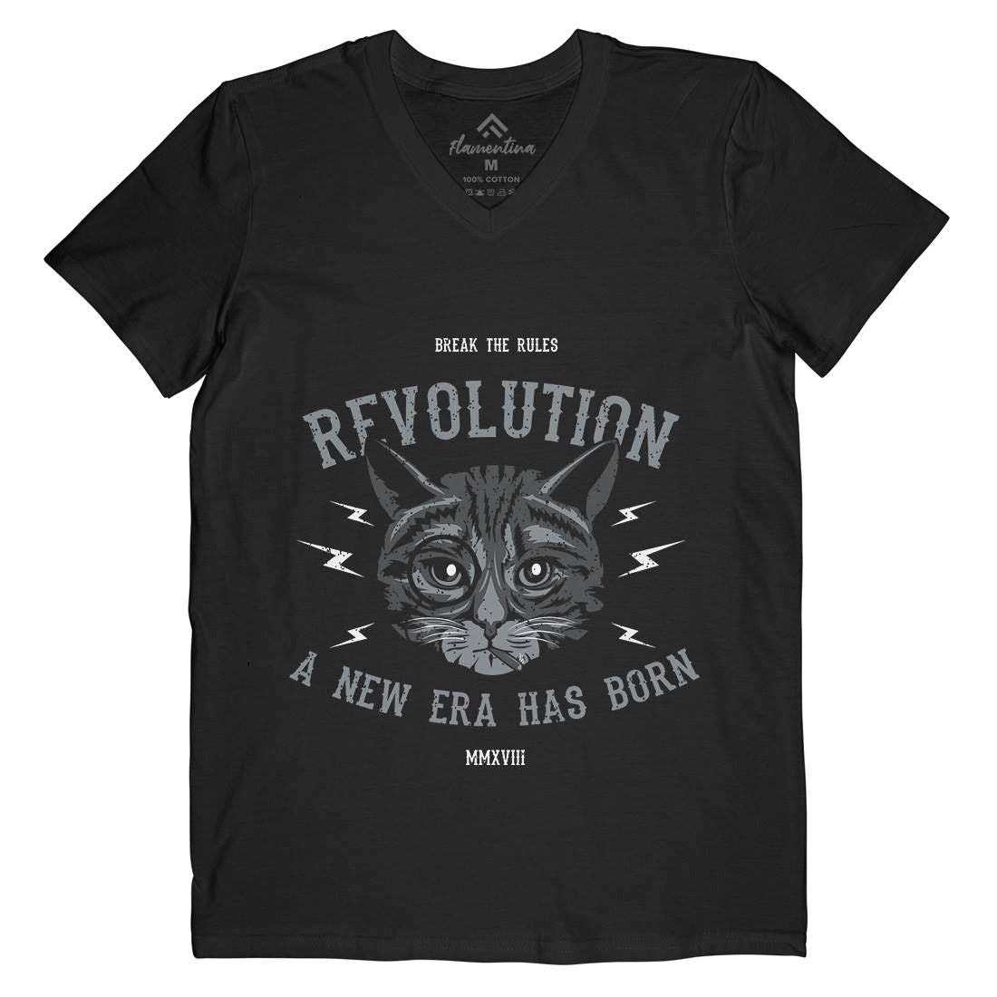 Cat Revolution Mens Organic V-Neck T-Shirt Animals B696