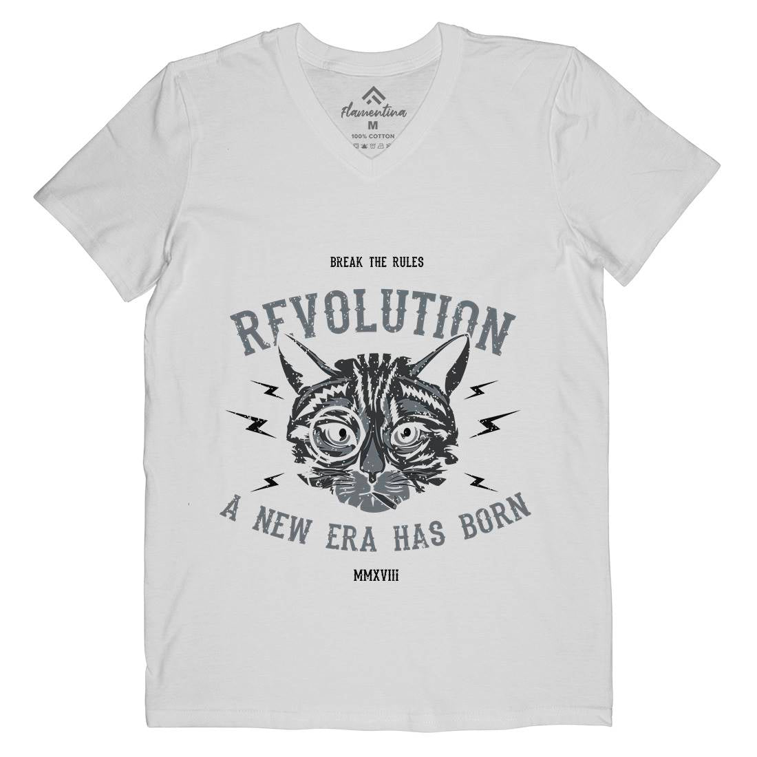 Cat Revolution Mens Organic V-Neck T-Shirt Animals B696