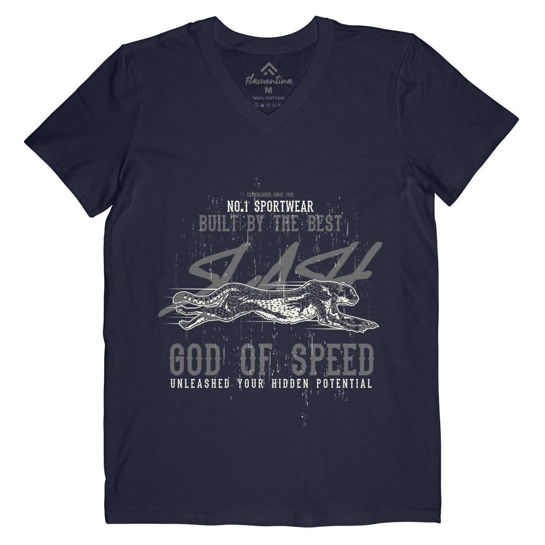 Cheetah Speed Mens Organic V-Neck T-Shirt Animals B697