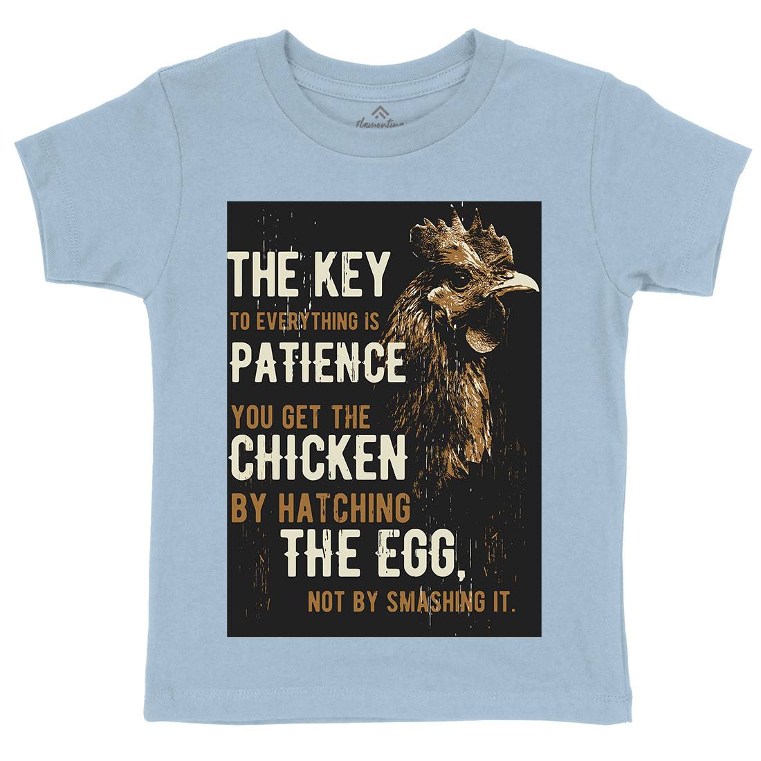 Chicken Patience Kids Organic Crew Neck T-Shirt Animals B698