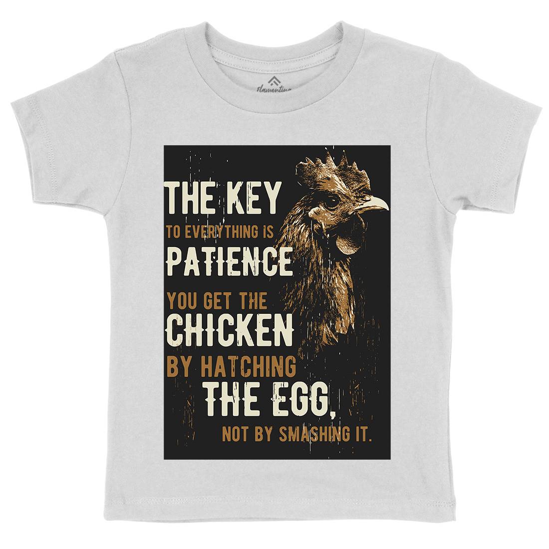 Chicken Patience Kids Organic Crew Neck T-Shirt Animals B698