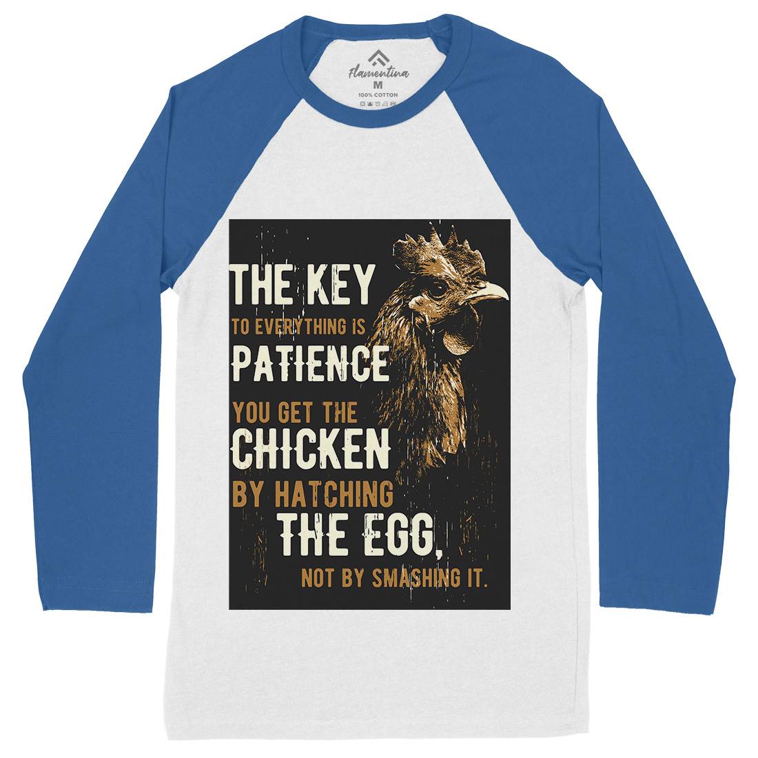 Chicken Patience Mens Long Sleeve Baseball T-Shirt Animals B698