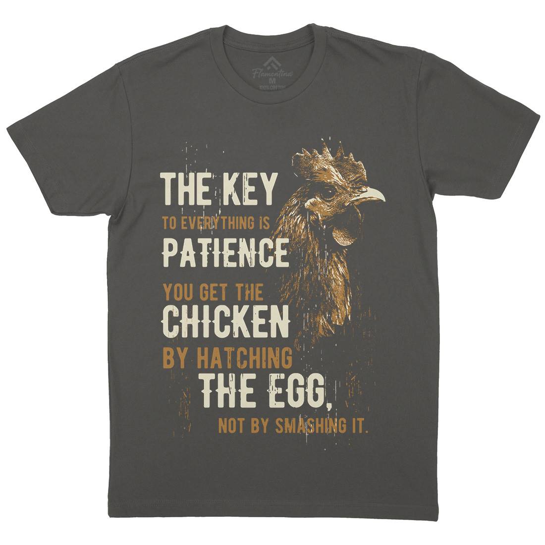 Chicken Patience Mens Organic Crew Neck T-Shirt Animals B698