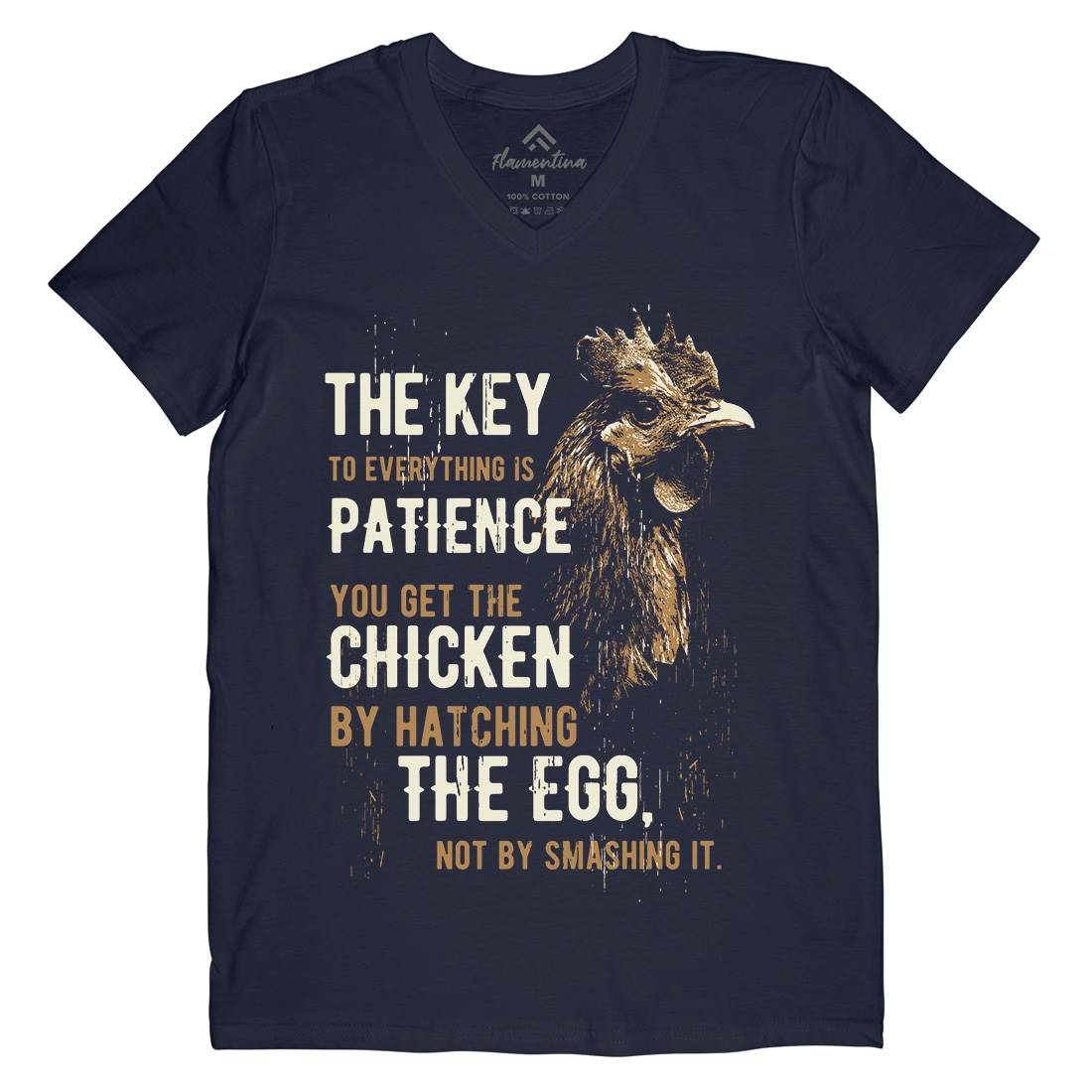 Chicken Patience Mens Organic V-Neck T-Shirt Animals B698