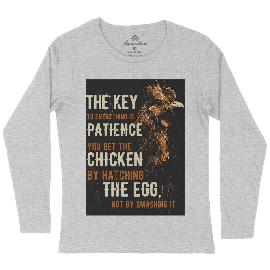 Chicken Patience Womens Long Sleeve T-Shirt Animals B698