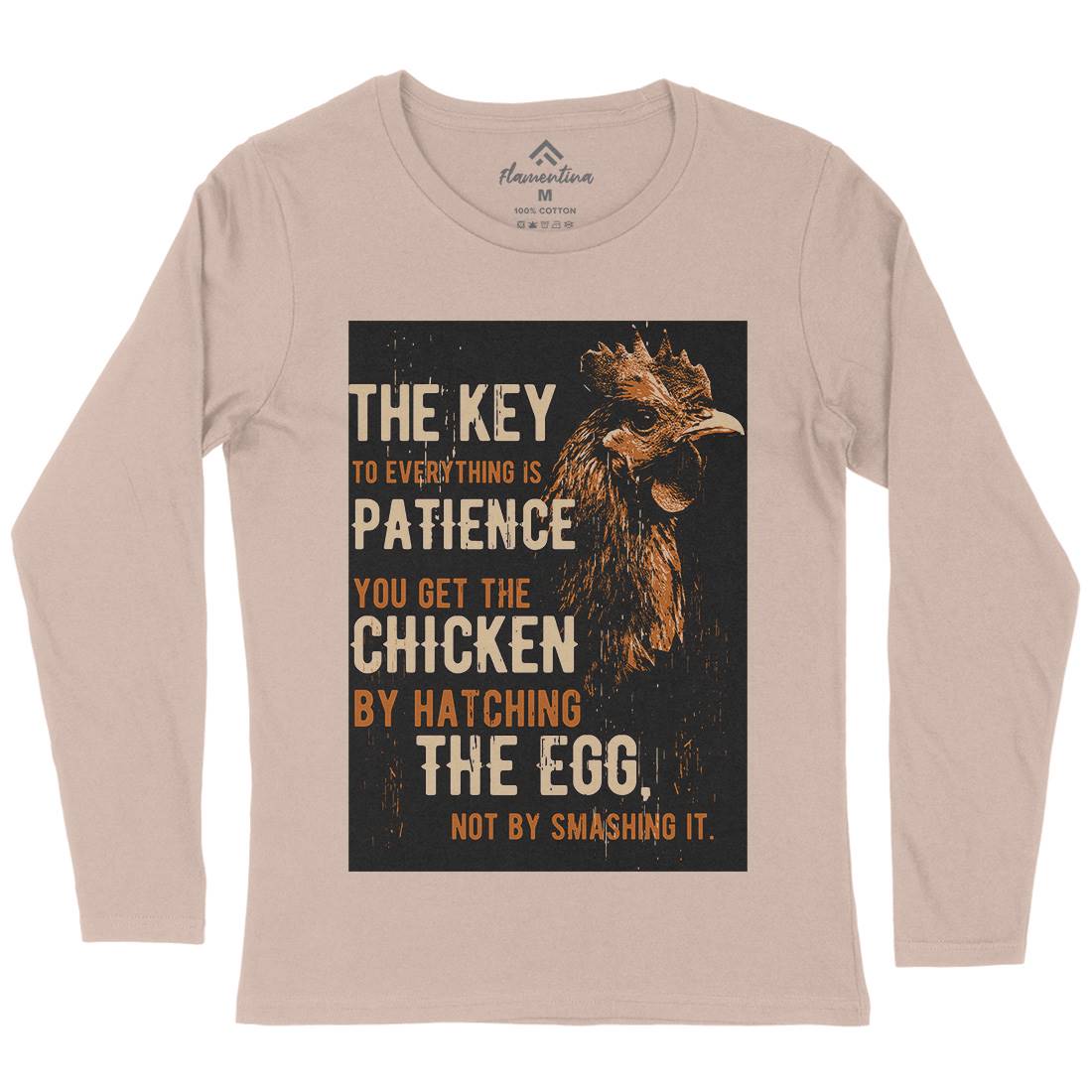 Chicken Patience Womens Long Sleeve T-Shirt Animals B698