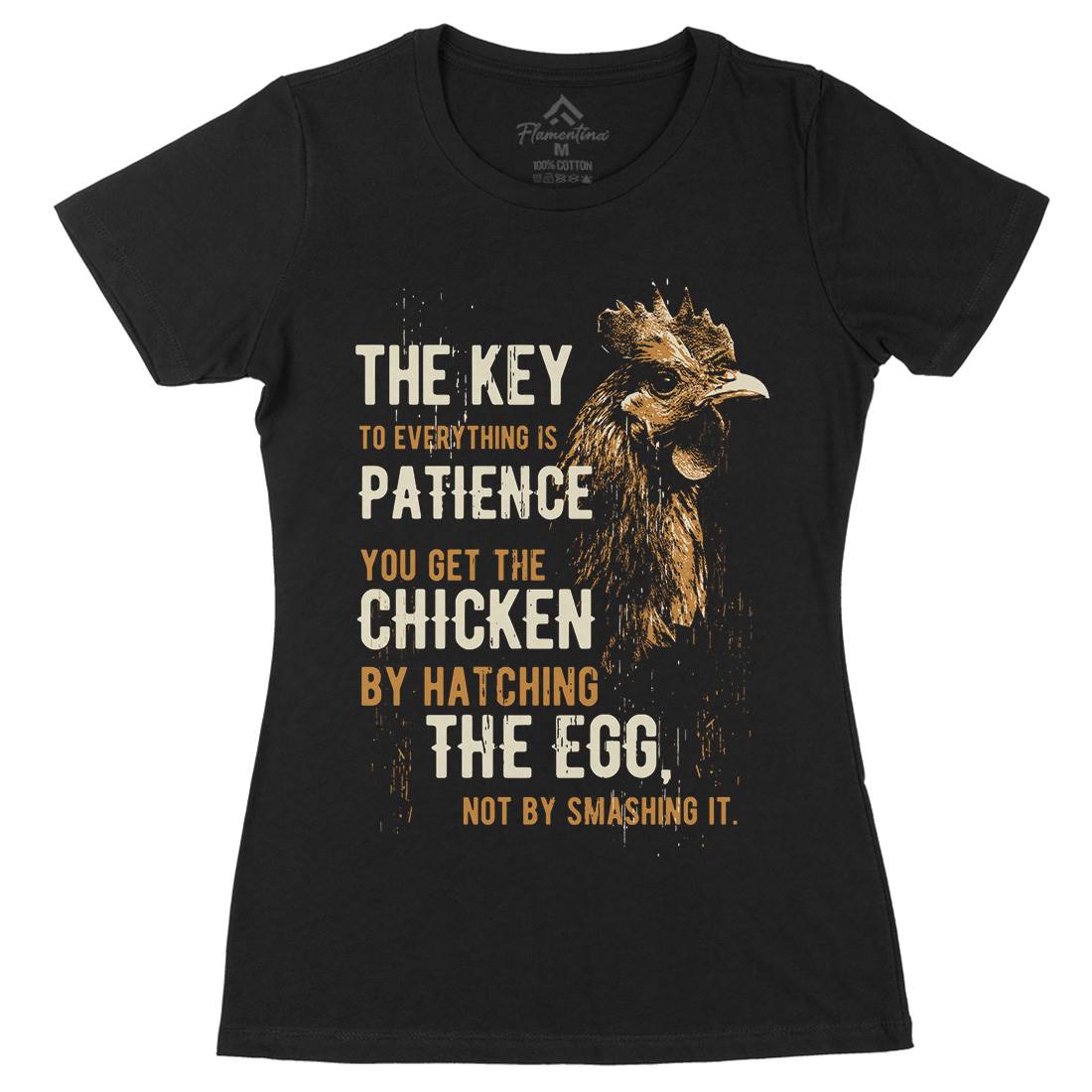 Chicken Patience Womens Organic Crew Neck T-Shirt Animals B698