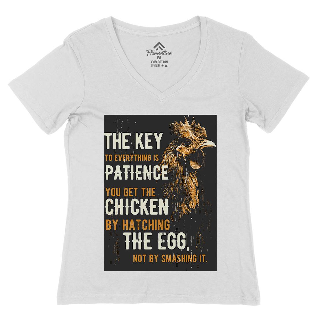Chicken Patience Womens Organic V-Neck T-Shirt Animals B698