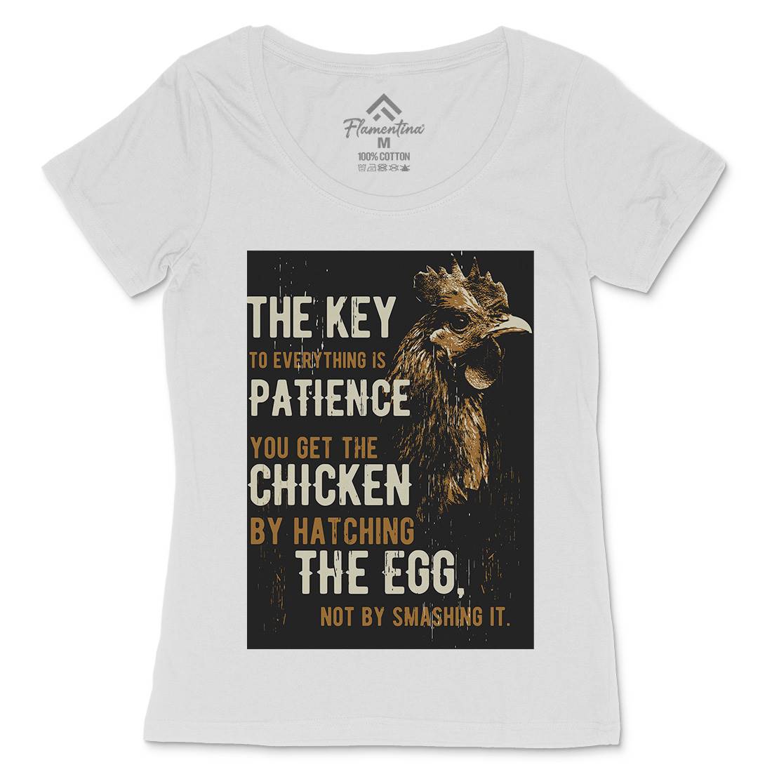 Chicken Patience Womens Scoop Neck T-Shirt Animals B698