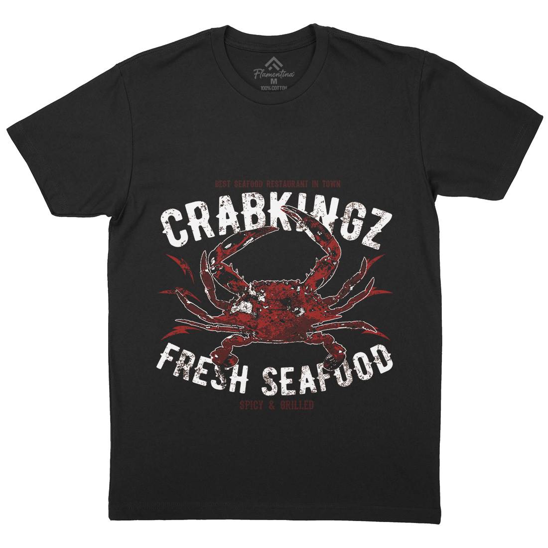 Crab Seafood Mens Organic Crew Neck T-Shirt Animals B700
