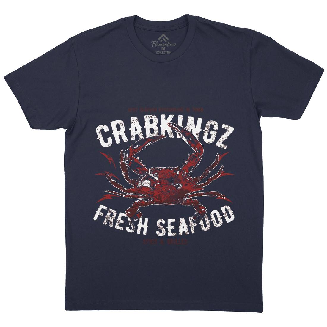 Crab Seafood Mens Organic Crew Neck T-Shirt Animals B700