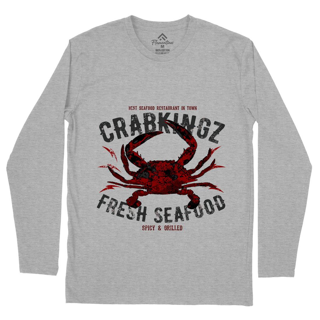 Crab Seafood Mens Long Sleeve T-Shirt Animals B700