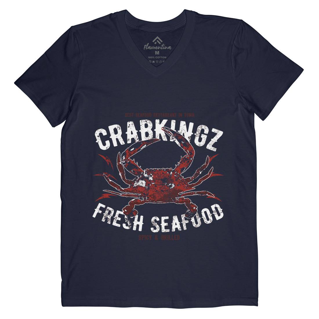 Crab Seafood Mens Organic V-Neck T-Shirt Animals B700