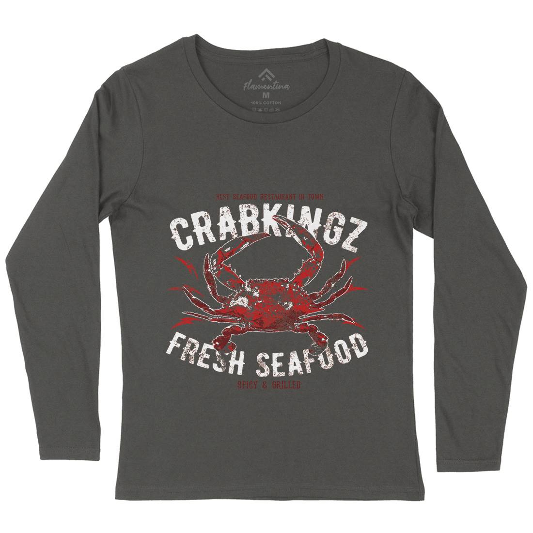 Crab Seafood Womens Long Sleeve T-Shirt Animals B700