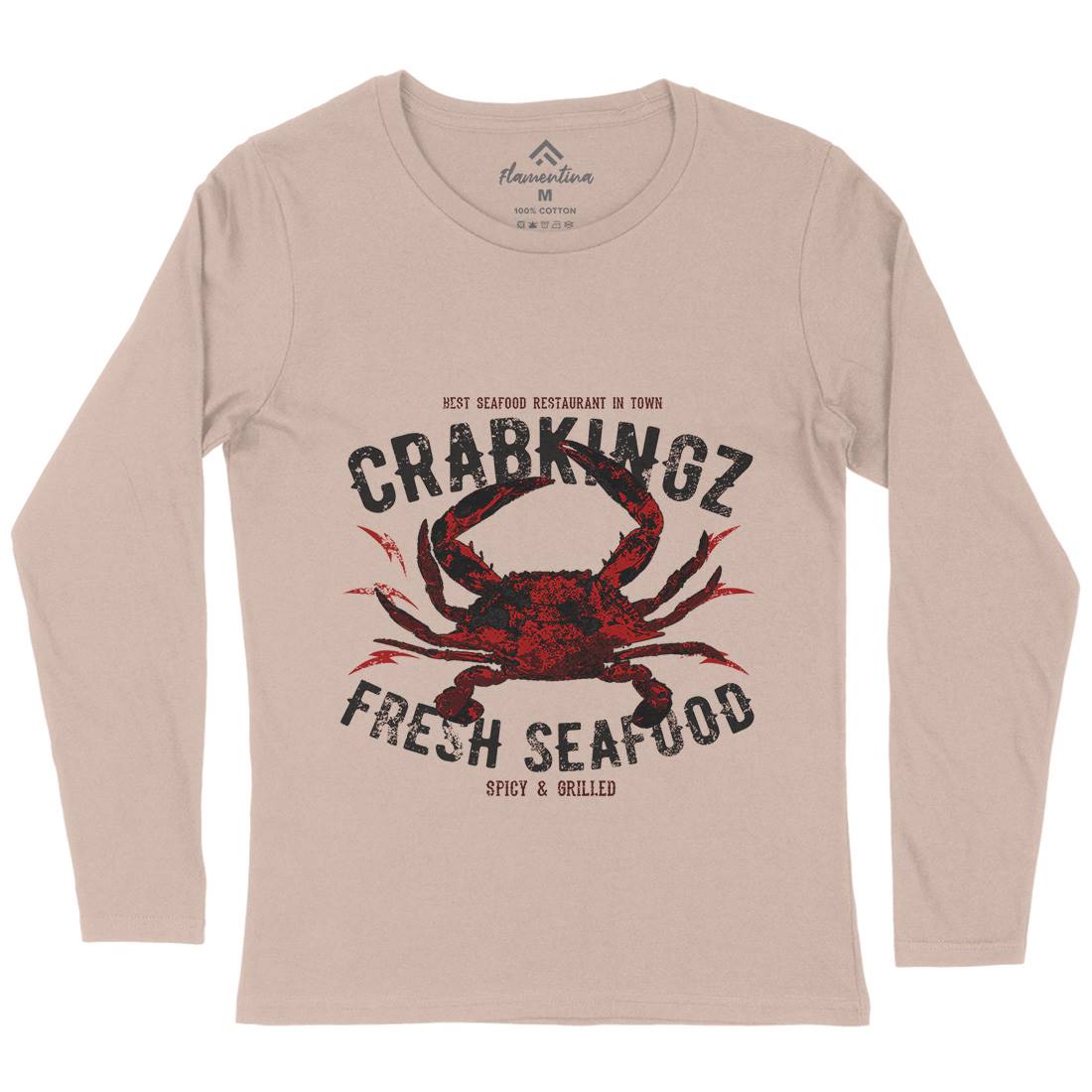 Crab Seafood Womens Long Sleeve T-Shirt Animals B700