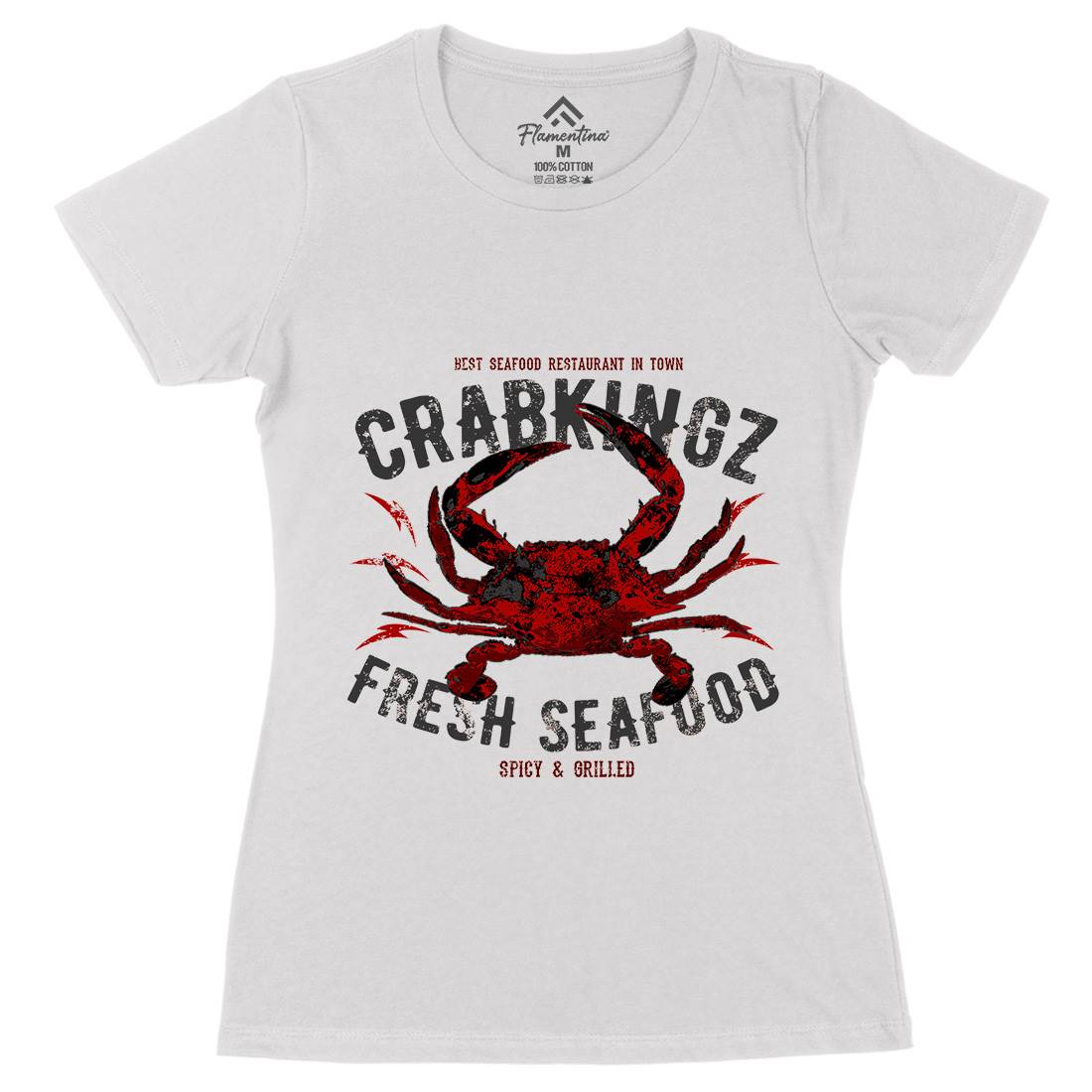 Crab Seafood Womens Organic Crew Neck T-Shirt Animals B700