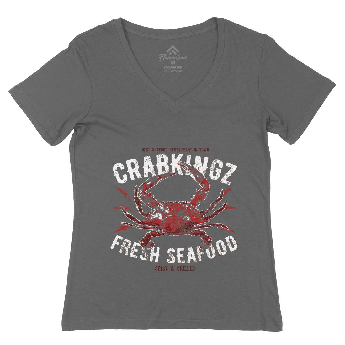 Crab Seafood Womens Organic V-Neck T-Shirt Animals B700
