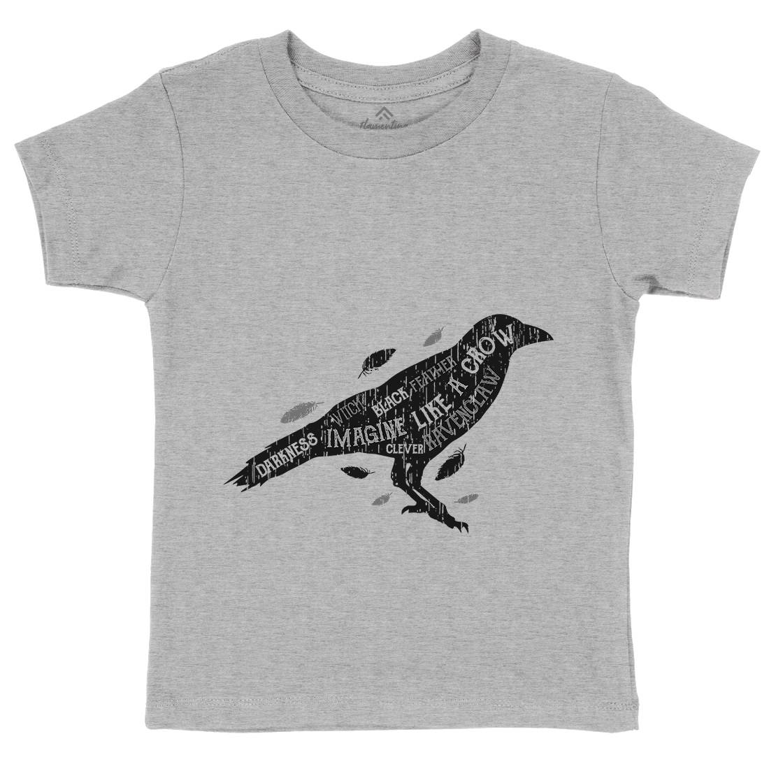 Crow Darkness Kids Crew Neck T-Shirt Animals B701