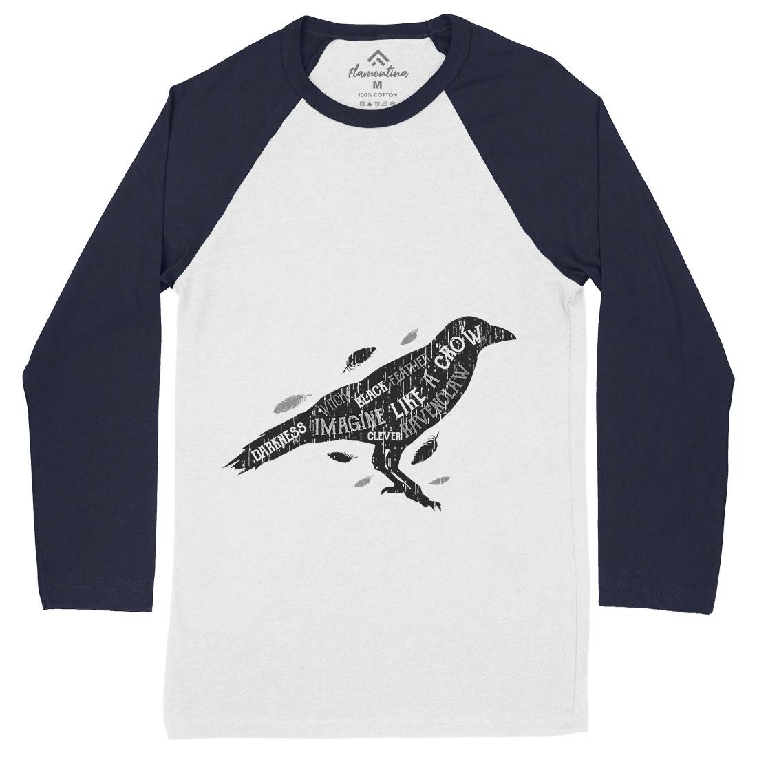 Crow Darkness Mens Long Sleeve Baseball T-Shirt Animals B701