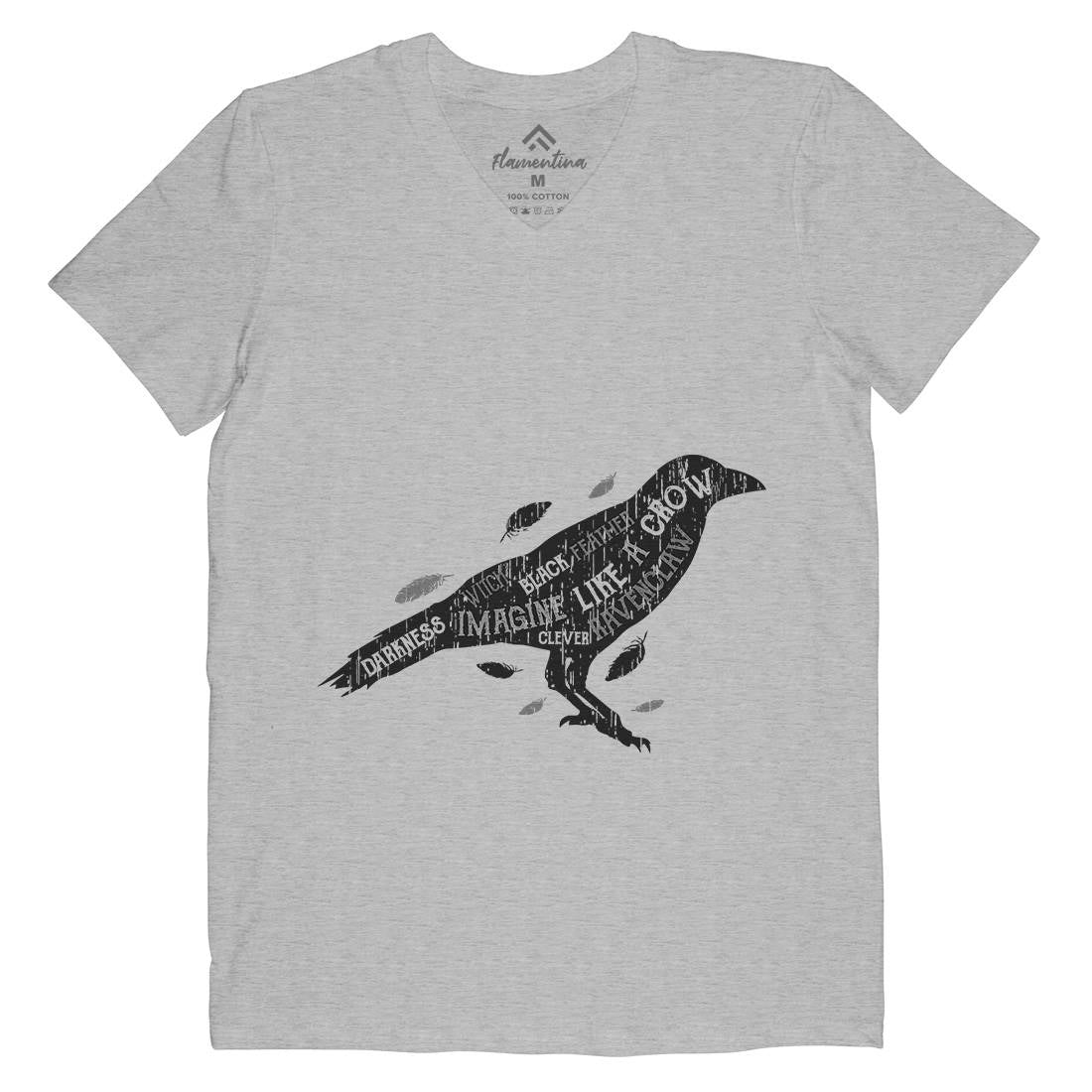 Crow Darkness Mens Organic V-Neck T-Shirt Animals B701