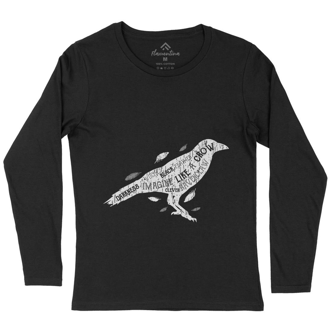 Crow Darkness Womens Long Sleeve T-Shirt Animals B701