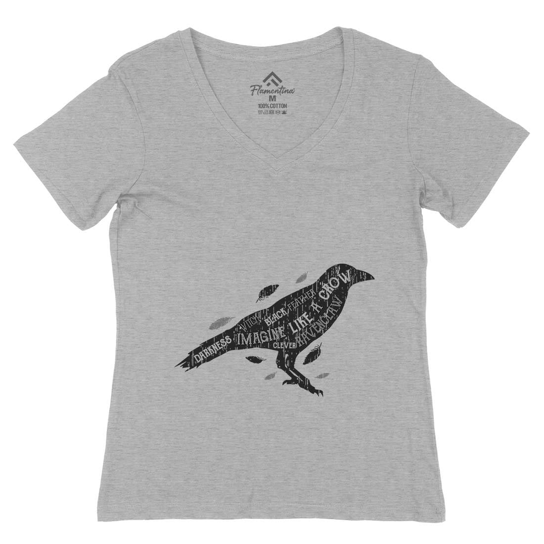 Crow Darkness Womens Organic V-Neck T-Shirt Animals B701