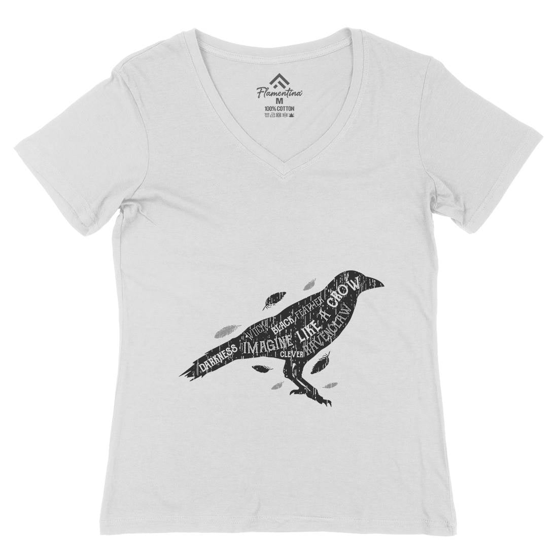 Crow Darkness Womens Organic V-Neck T-Shirt Animals B701