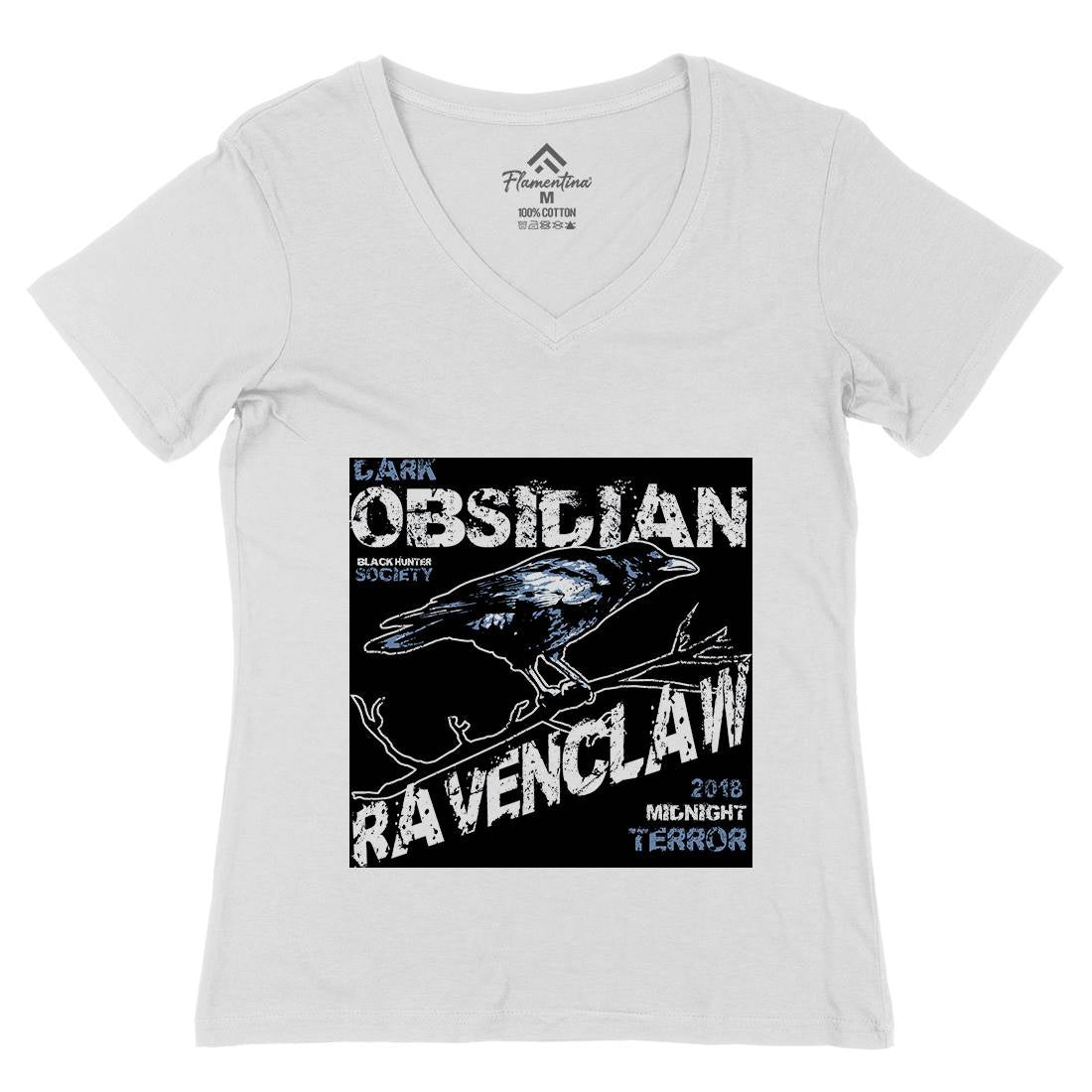 Crow Raven Womens Organic V-Neck T-Shirt Animals B702