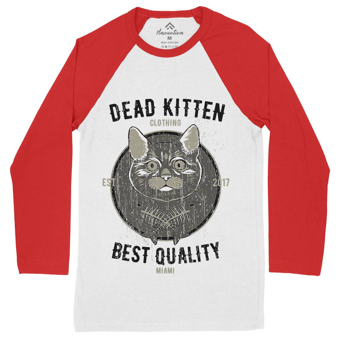 Dead Kitten Mens Long Sleeve Baseball T-Shirt Animals B703