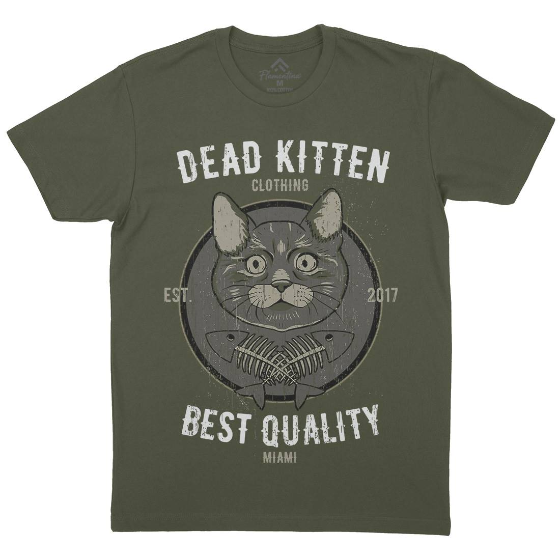 Dead Kitten Mens Organic Crew Neck T-Shirt Animals B703