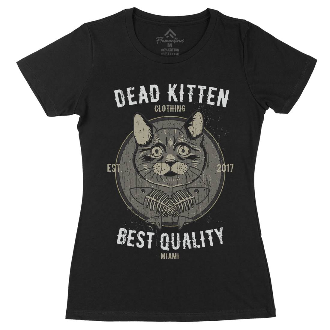 Dead Kitten Womens Organic Crew Neck T-Shirt Animals B703