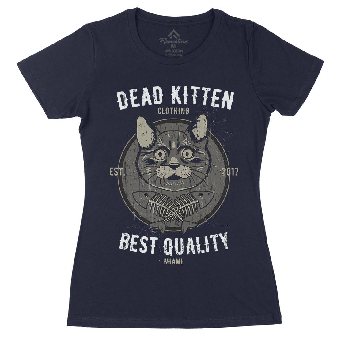 Dead Kitten Womens Organic Crew Neck T-Shirt Animals B703