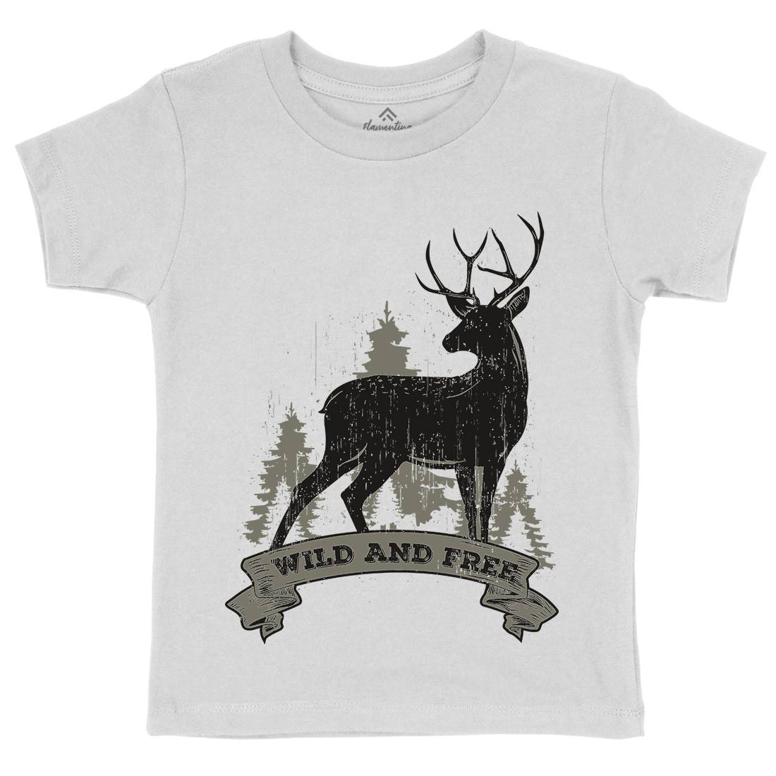 Deer Kids Crew Neck T-Shirt Animals B704