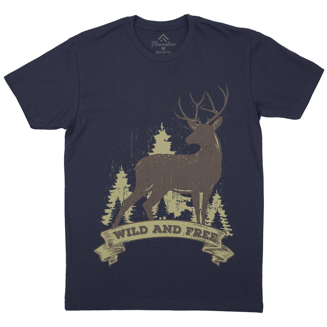 Deer Mens Organic Crew Neck T-Shirt Animals B704