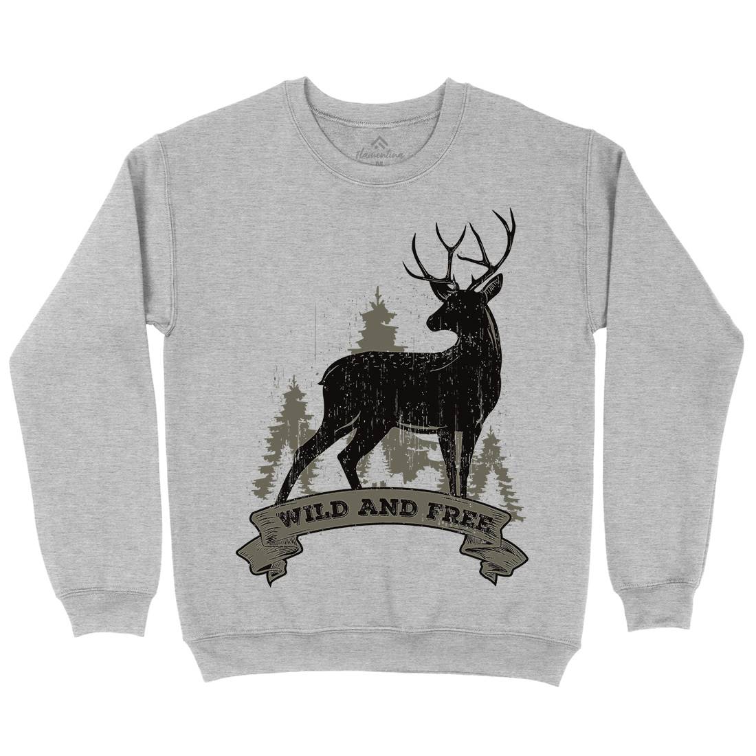 Deer Mens Crew Neck Sweatshirt Animals B704