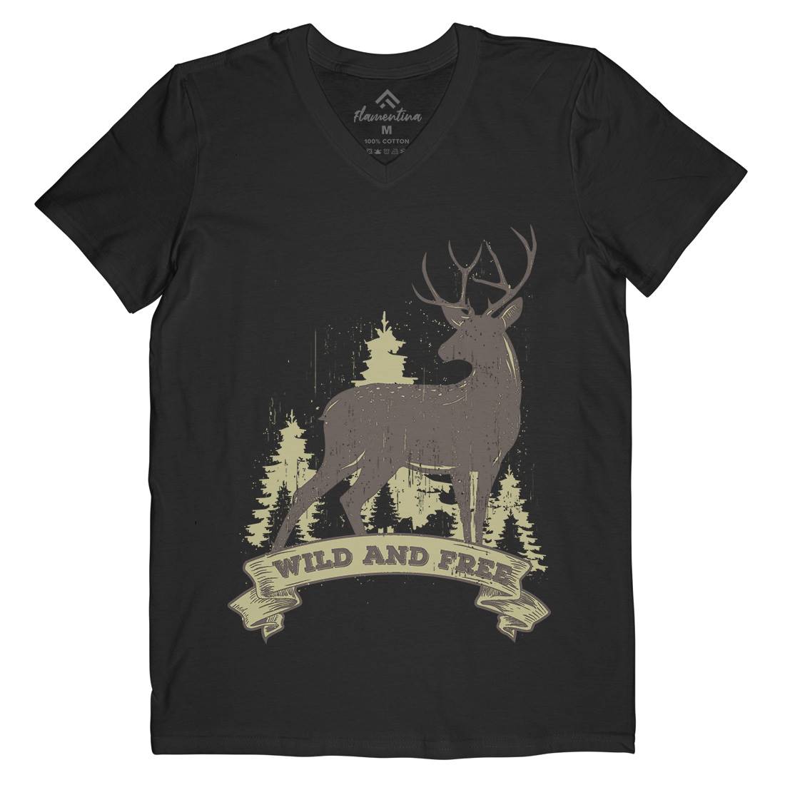 Deer Mens Organic V-Neck T-Shirt Animals B704