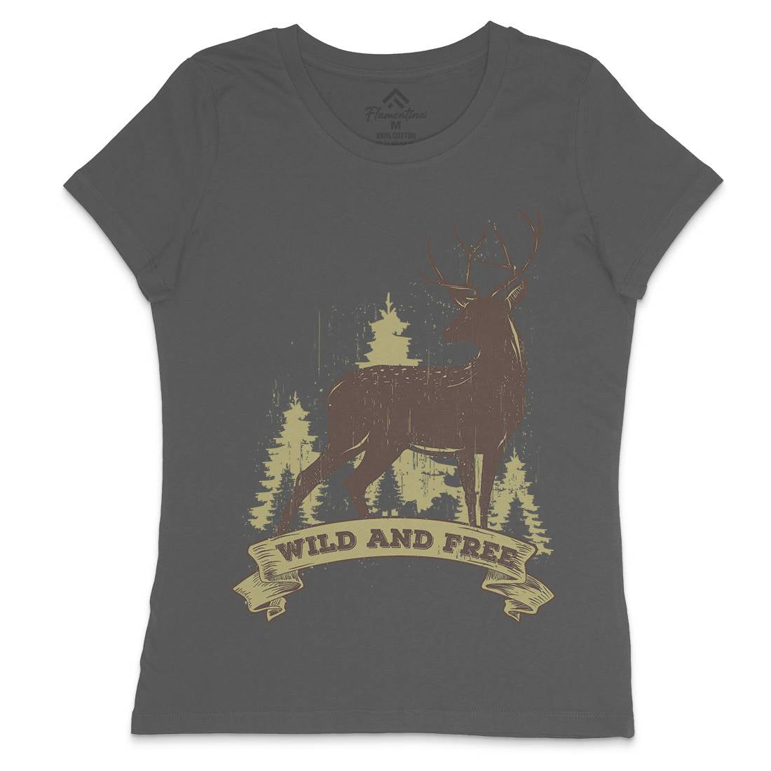 Deer Womens Crew Neck T-Shirt Animals B704