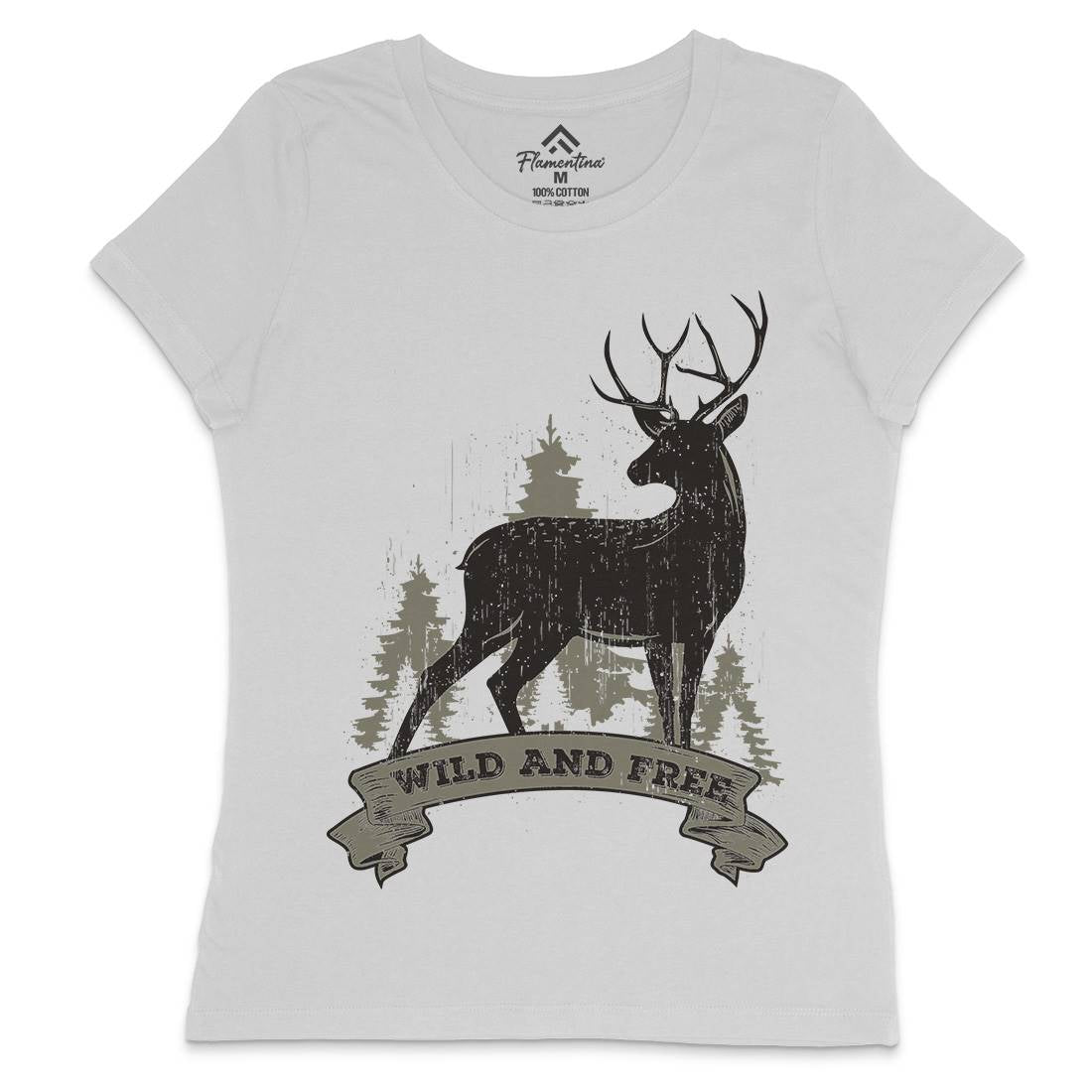 Deer Womens Crew Neck T-Shirt Animals B704