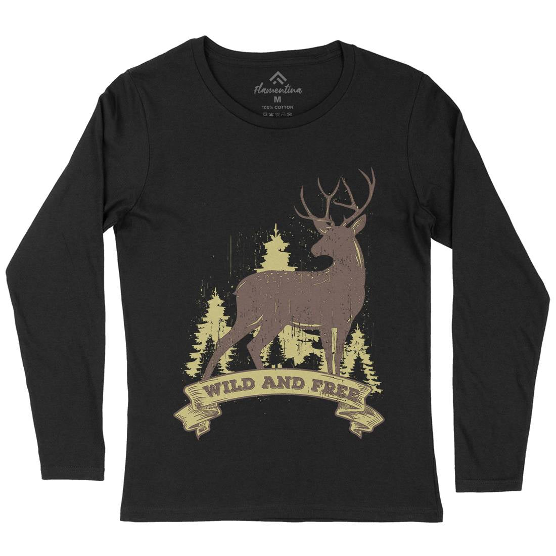 Deer Womens Long Sleeve T-Shirt Animals B704