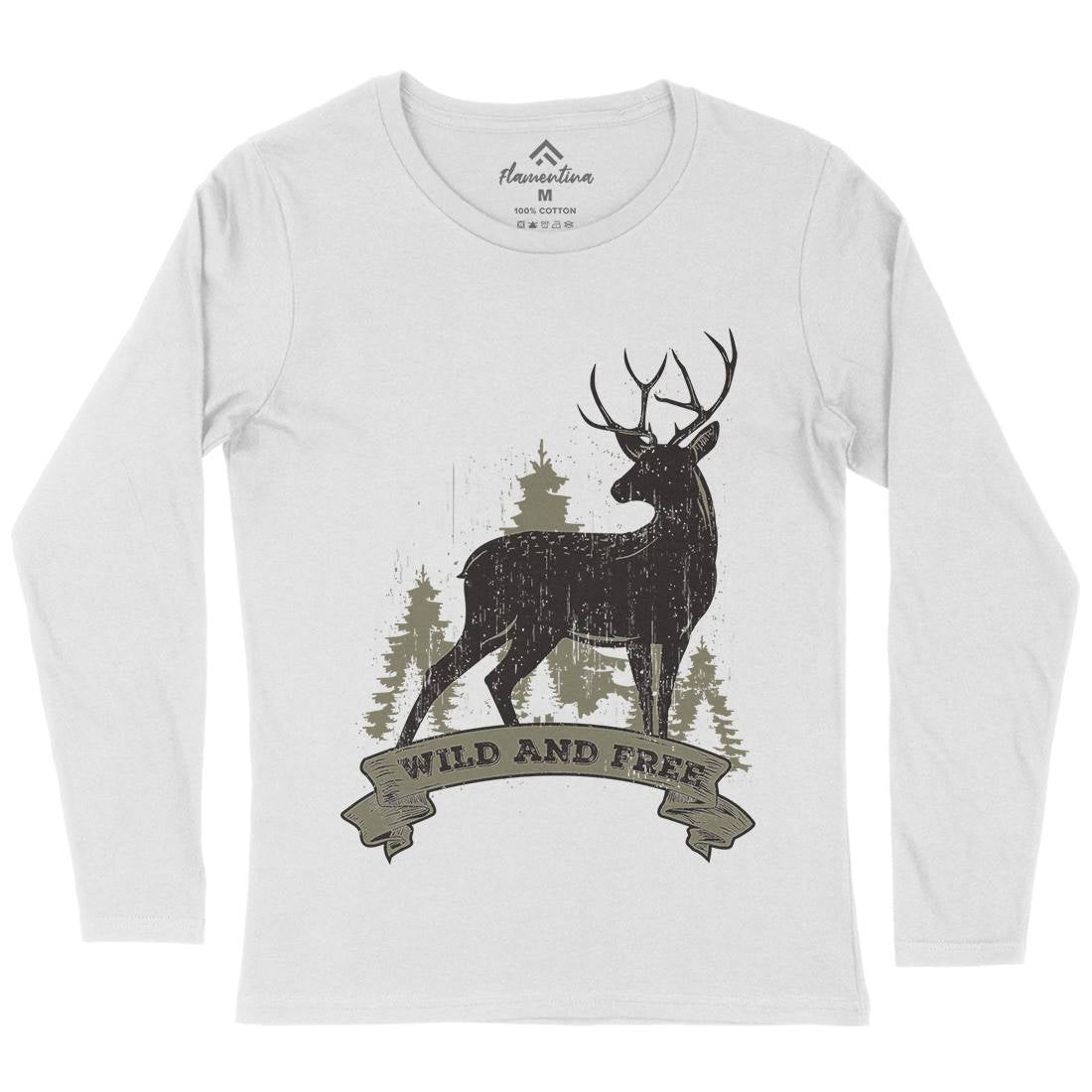 Deer Womens Long Sleeve T-Shirt Animals B704